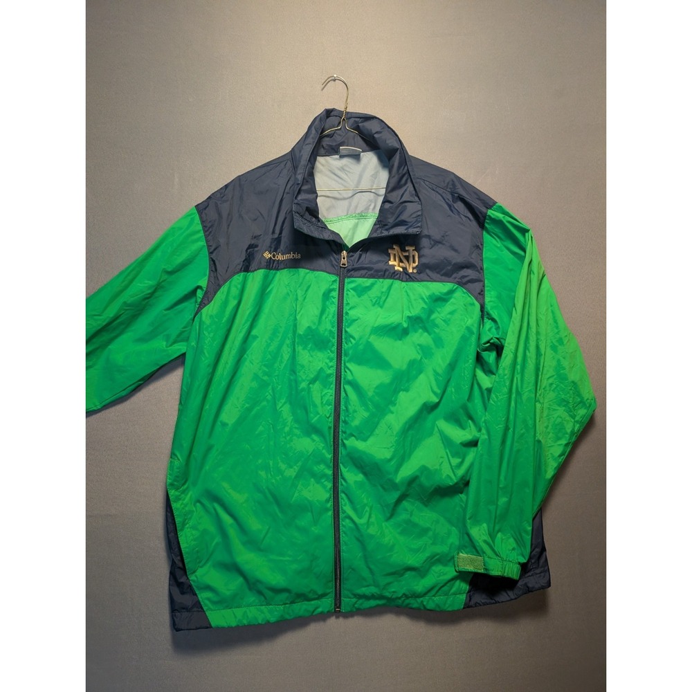 Columbia Jacket Mens XL Green Blue Notre Dame Fighting Irish Football NCAA Logo